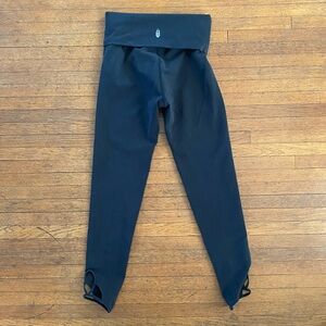FP Movement Fold-over Waistband Black Leggings with Ankle Cutout